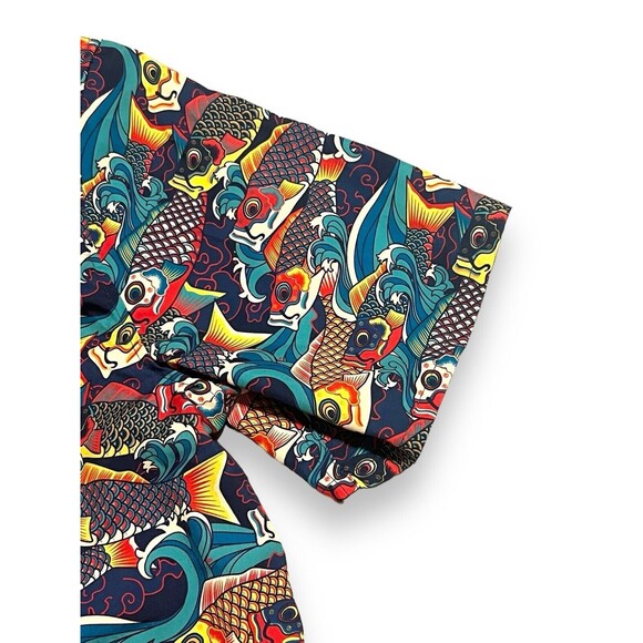 WeSC Men's M Women’s Large SS Oden Koi AOP Japanese Pattern Multicolor Shirt New - Picture 6 of 12